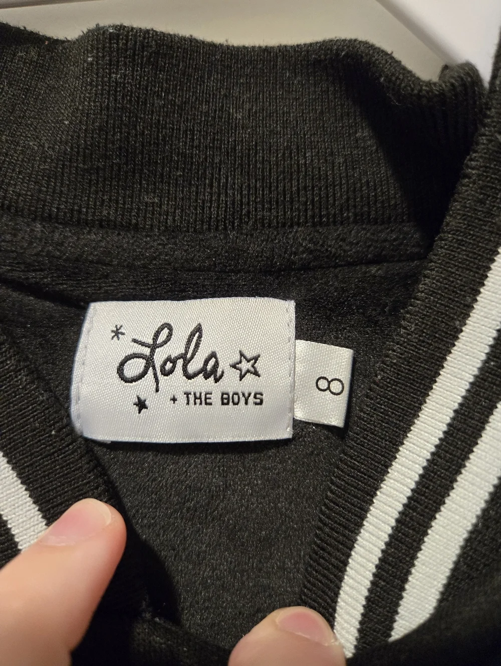 Lola + The Boys Black Varsity Bomber Jacket Teddy Bear‎ Graphic - Size 8